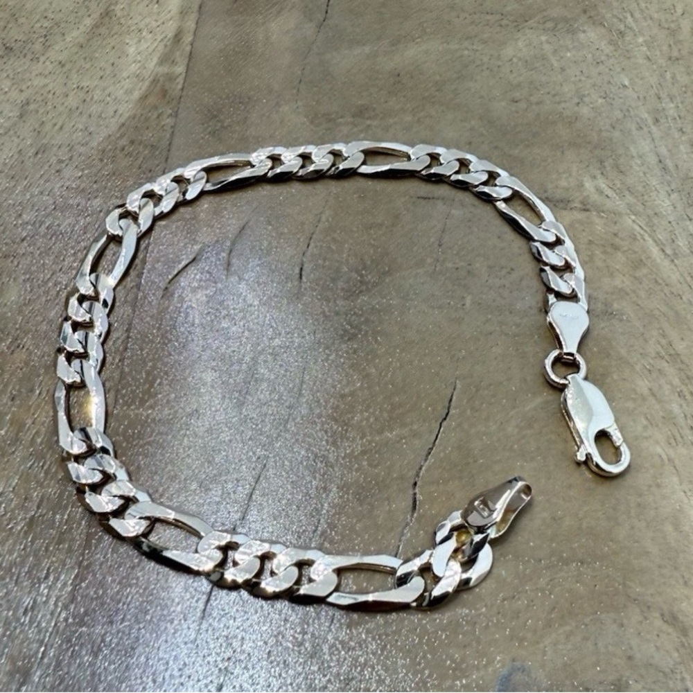 10kt rose Gold Figaro Chain Bracelet with Lobster Clasp, Italian Metal NEW $2900